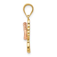 14K Yellow and Rose Gold Hibiscus Flower Pendant view 2