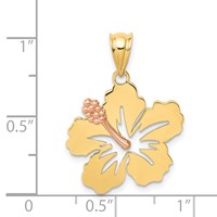 14K Yellow and Rose Gold Hibiscus Flower Pendant view 3