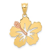 14K Yellow and Rose Gold Hibiscus Flower Pendant view 1