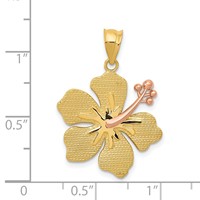 14K Two-tone Yellow and Rose Hibiscus Charm view 3