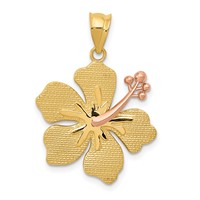 14K Two-tone Yellow and Rose Hibiscus Charm view 1