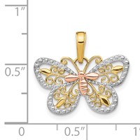 14K Two-tone Pendant with White Rhodium Diamond-cut Butterfly view 4