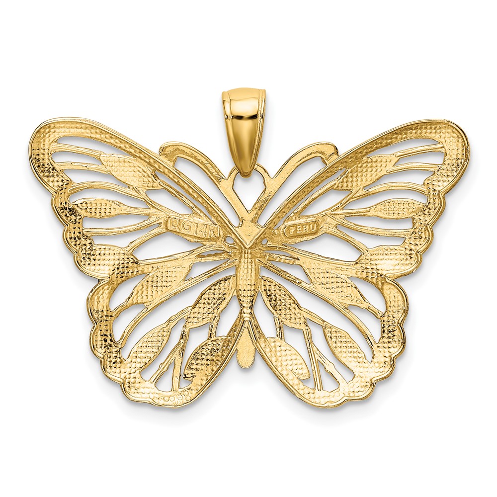 14k and Rhodium Butterfly Pendant (K4834)