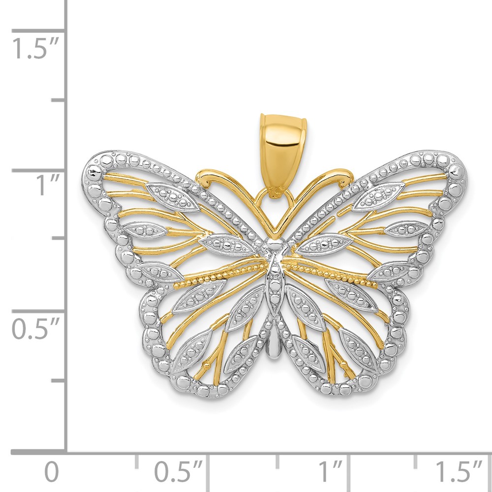 14k and Rhodium Butterfly Pendant (K4834)