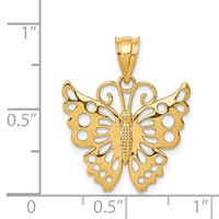 14K Yellow Gold Filigree Butterfly Pendant view 3
