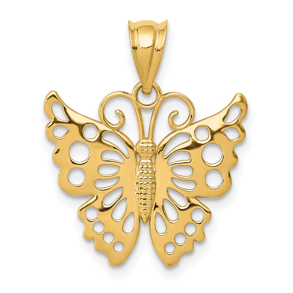 14K Yellow Gold Filigree Butterfly Pendant