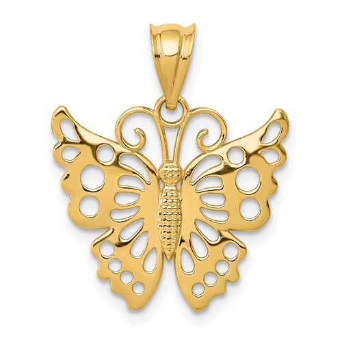 14K Yellow Gold Filigree Butterfly Pendant