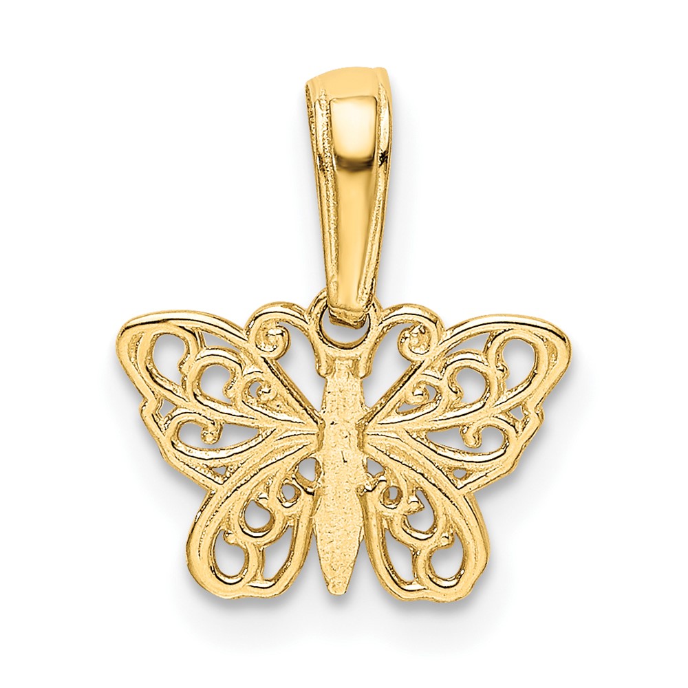 14k Polished Filigree Butterfly Charm (K4839)