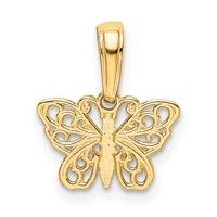 14K Yellow Gold Polished Filigree Butterfly Charm view 3