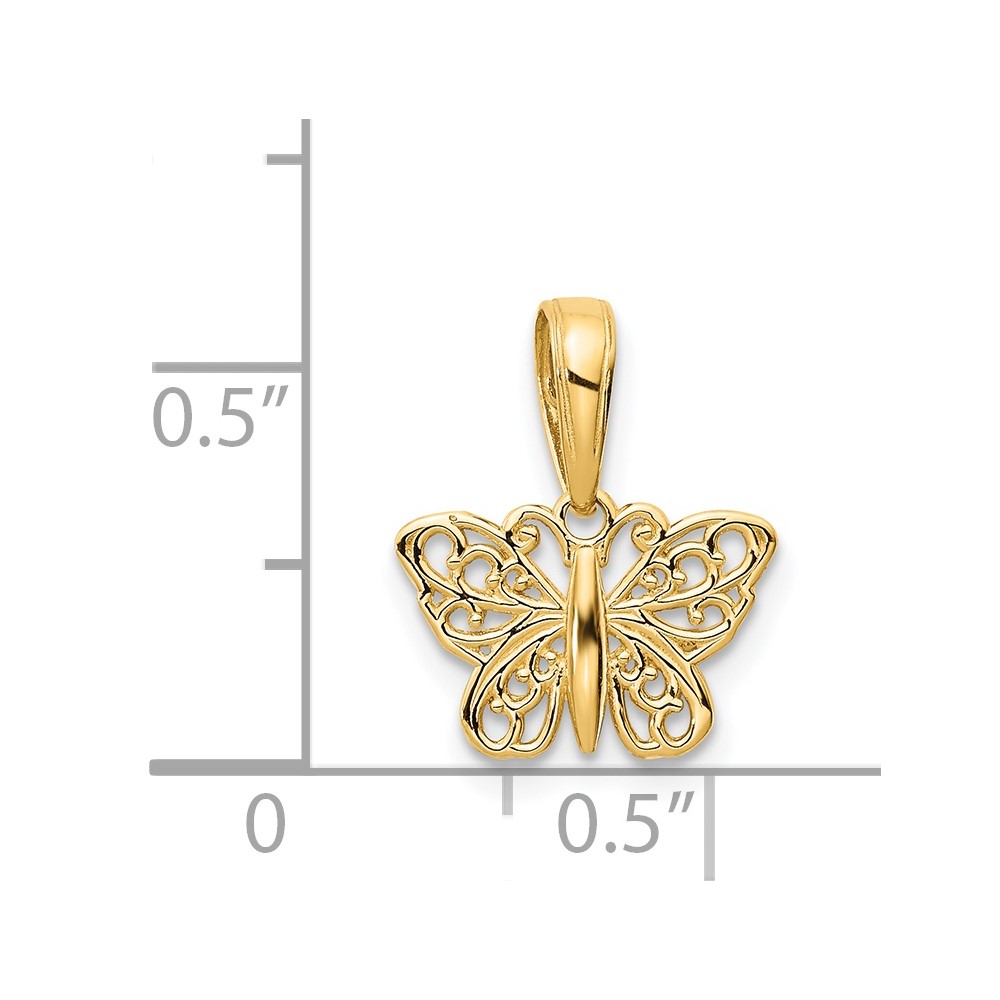 14k Polished Filigree Butterfly Charm (K4839)
