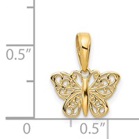 14K Yellow Gold Polished Filigree Butterfly Charm view 4