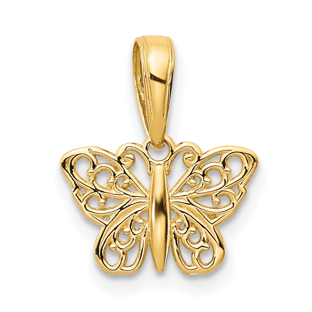 14k Polished Filigree Butterfly Charm (K4839)