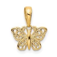 14K Yellow Gold Polished Filigree Butterfly Charm view 1