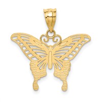 14K and White Rhodium Diamond-cut Butterfly Pendant view 4