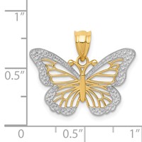 14K and White Rhodium Butterfly Pendant view 3