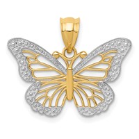 14K and White Rhodium Butterfly Pendant view 1
