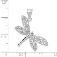 14K White Gold Filigree Dragonfly Pendant view 3