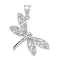 14K White Gold Filigree Dragonfly Pendant view 1