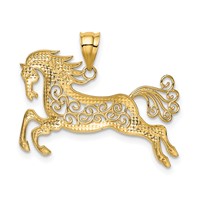14K and White Rhodium Filigree Horse Pendant view 3