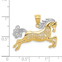 14K and White Rhodium Filigree Horse Pendant view 4