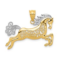 14K and White Rhodium Filigree Horse Pendant view 1