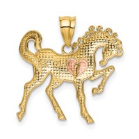 14K Yellow and Rose Gold Horse Charm with Heart view 3