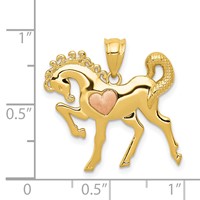 14K Yellow and Rose Gold Horse Charm with Heart view 4
