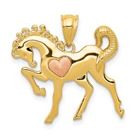 14K Yellow and Rose Gold Horse Charm with Heart view 1