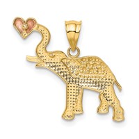 14K Two-tone Pendant with White Rhodium Elephant with Heart view 3