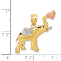 14K Two-tone Pendant with White Rhodium Elephant with Heart view 4