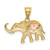 14K Yellow and Rose Gold Elephant Charm with Heart view 3
