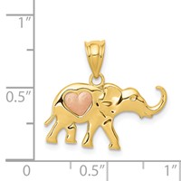 14K Yellow and Rose Gold Elephant Charm with Heart view 4