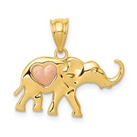14K Yellow and Rose Gold Elephant Charm with Heart view 1