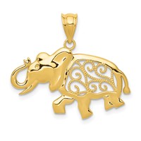 14K Filigree Elephant Pendant view 1