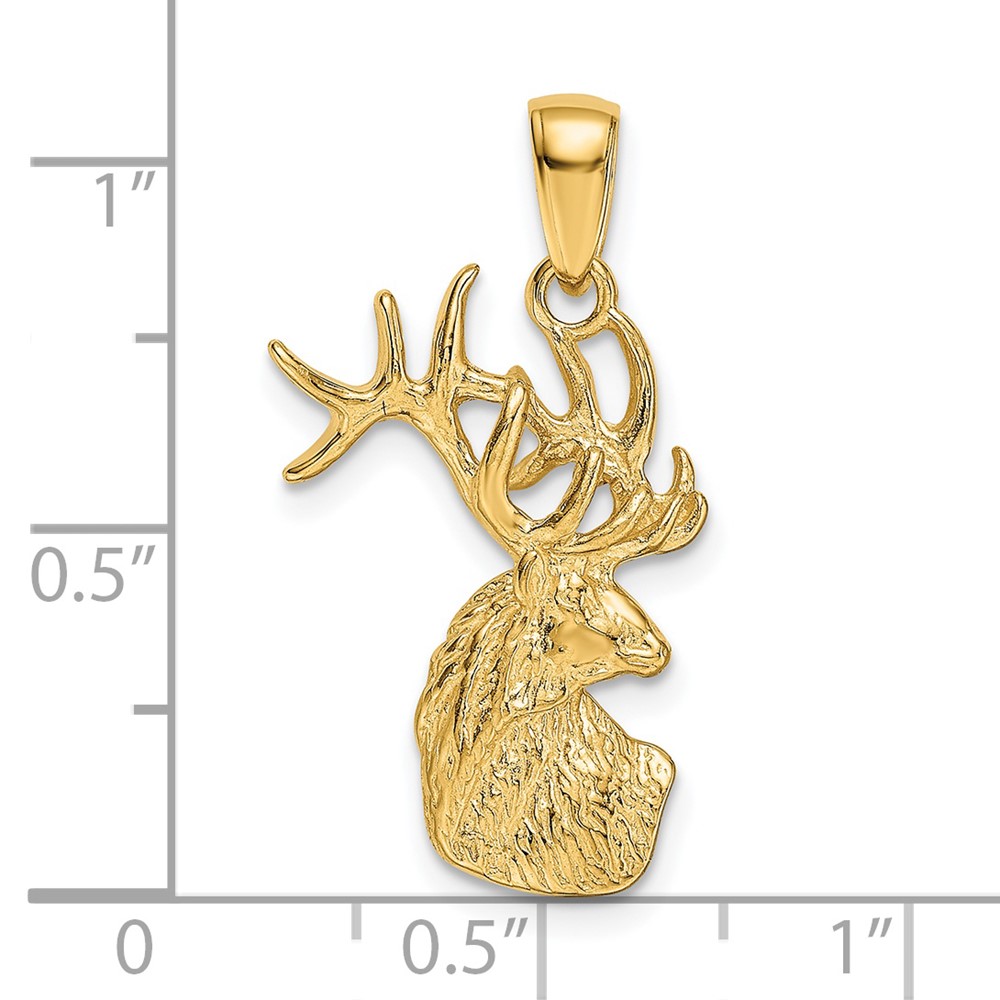 14k Polished Deer Head Charm (K4870)