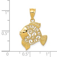 14K Yellow Gold Filigree Fish Pendant view 4