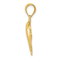 14K Yellow Gold Two Dolphins Pendant view 2