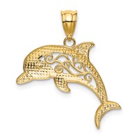 14K Yellow Gold Filigree Dolphin Pendant view 3