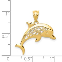 14K Yellow Gold Filigree Dolphin Pendant view 4