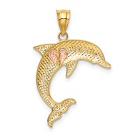 14K Two-Tone Dolphin Pendant with Heart view 3