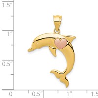 14K Two-Tone Dolphin Pendant with Heart view 4