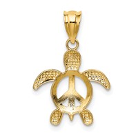 14K Peace Sign Turtle Pendant view 3