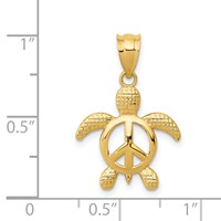 14K Peace Sign Turtle Pendant view 4