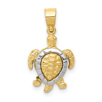 14K Two-tone Gold Turtle Charm view 1