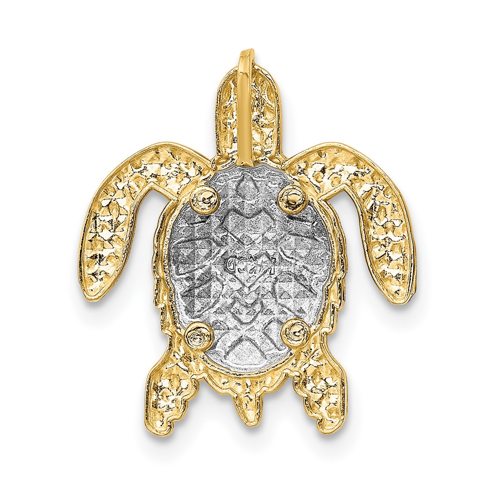 14K Two-Tone Turtle Pendant Slide (K4881)