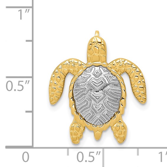 14K Two-Tone Turtle Pendant Chain Slide