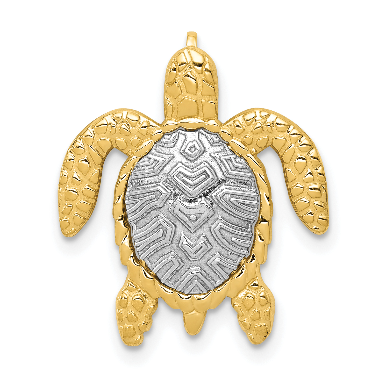 14K Two-Tone Turtle Pendant Slide (K4881)
