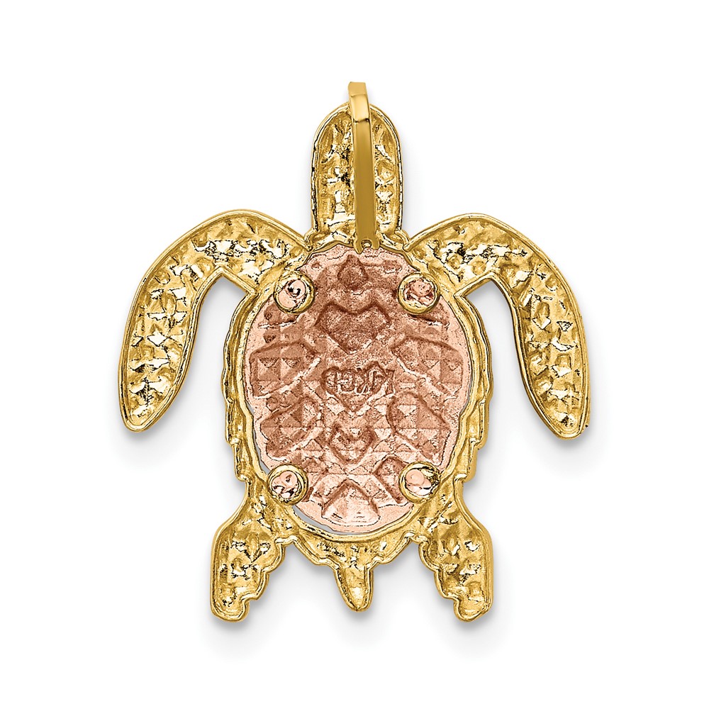 14K Two-Tone w/ White Rhodium Turtle Pendant Slide (K4882)