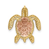 14K Two-Tone with White Rhodium Turtle Pendant Chain Slide view 3