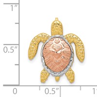 14K Two-Tone with White Rhodium Turtle Pendant Chain Slide view 4